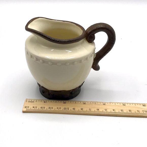 NWOT 4 pc. Set CBK porcelain sugar creamer salt pepper white and brown. - Picture 5 of 10